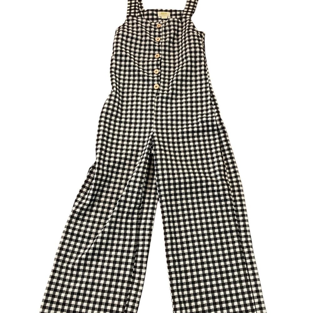 MAEVE by Anthropologie Black and White Gingham Jumpsuit- XS- Sleeveless-ADORABLE
